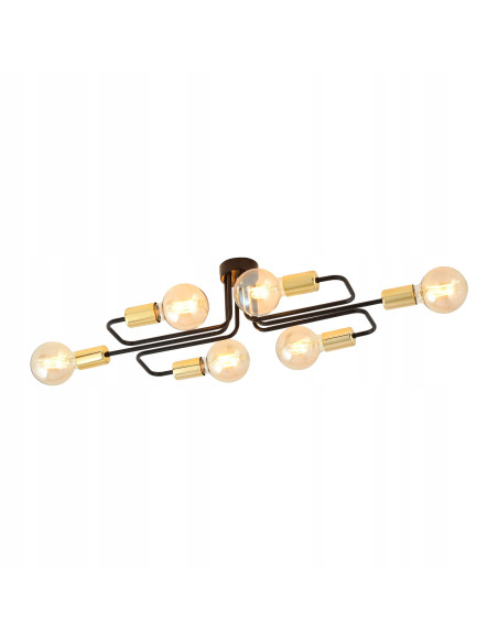 Plafon sufitowy VEKEN 6A E27 z metalowymi złotymi akcentami - eleganckie oświetlenie do nowoczesnych wnętrz