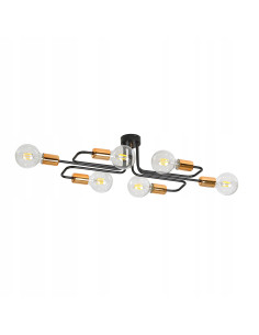 Lampa sufitowa VEKEN 6A - nowoczesny plafon minimalistyczny w czerni z miedzianymi akcentami do stylowych wnętrz