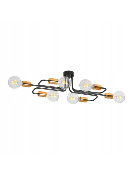 Lampa sufitowa VEKEN 6A - nowoczesny plafon minimalistyczny w czerni z miedzianymi akcentami do stylowych wnętrz