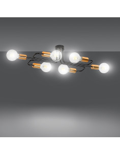 Lampa sufitowa VEKEN 6A - nowoczesny plafon minimalistyczny w czerni z miedzianymi akcentami do stylowych wnętrz 2