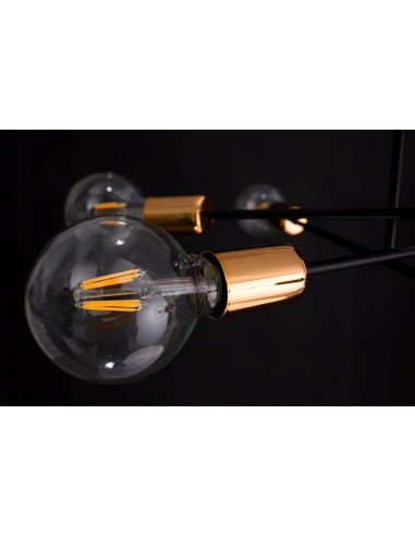 Lampa sufitowa VEKEN 6A - nowoczesny plafon minimalistyczny w czerni z miedzianymi akcentami do stylowych wnętrz