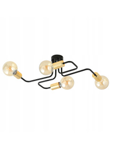 Lampa sufitowa VEKEN 4 - nowoczesna metalowa, czarna/złota, 4 źródła E27, idealna do salonu i kuchni 2