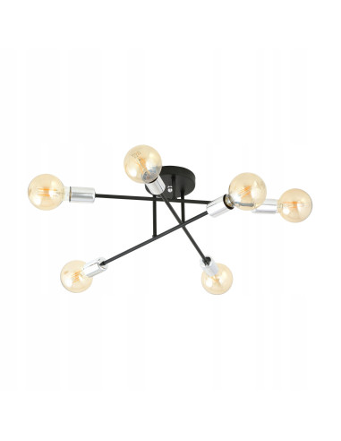 Lampa sufitowa VEKEN 6B z metalowymi ramionami E27, srebrna - nowoczesne oświetlenie do eleganckich wnętrz