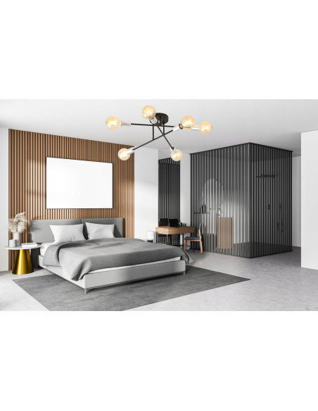 Lampa sufitowa VEKEN 6B z metalowymi ramionami E27, srebrna - nowoczesne oświetlenie do eleganckich wnętrz