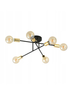 Lampa sufitowa VEKEN 6B w stylu industrialnym - czarno-złota, 6 punktów świetlnych, idealna do nowoczesnych wnętrz. 2