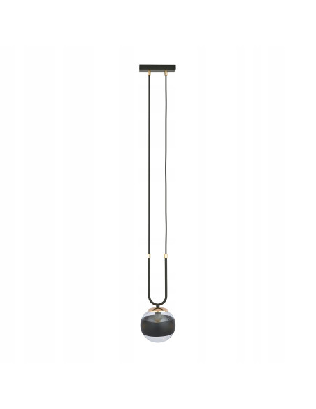 Lampa wisząca GLAM 1 z czarnym paskiem - eleganckie oświetlenie glamour do jadalni i salonu, szklany klosz E14 10W.