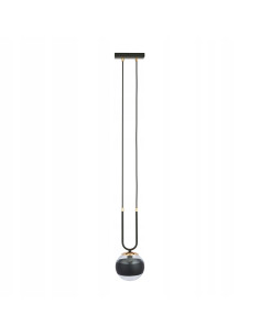 Lampa wisząca GLAM 1 z czarnym paskiem - eleganckie oświetlenie glamour do jadalni i salonu, szklany klosz E14 10W. 2