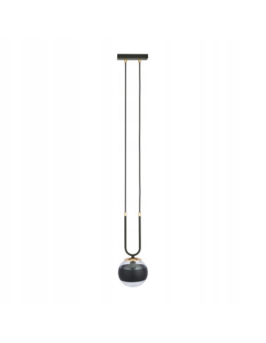 Lampa wisząca GLAM 1 z czarnym paskiem - eleganckie oświetlenie glamour do jadalni i salonu, szklany klosz E14 10W.