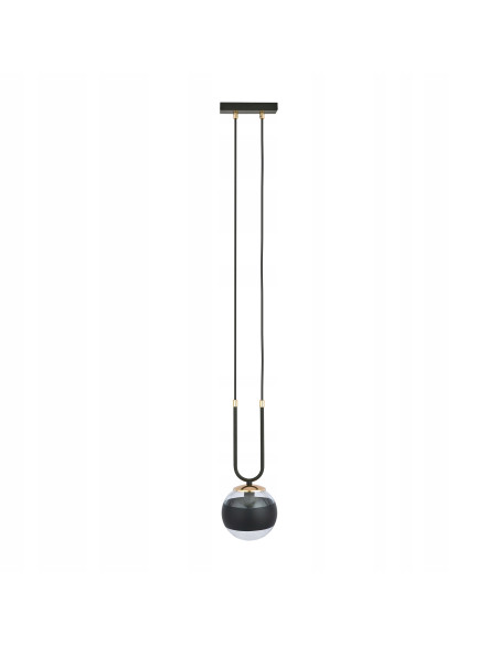 Lampa wisząca GLAM 1 z czarnym paskiem - eleganckie oświetlenie glamour do jadalni i salonu, szklany klosz E14 10W.