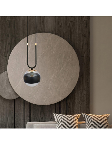 Lampa wisząca GLAM 1 z czarnym paskiem - eleganckie oświetlenie glamour do jadalni i salonu, szklany klosz E14 10W.