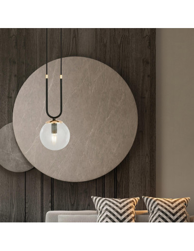 Lampa wisząca GLAM "U" - nowoczesna czarna z złotymi akcentami do eleganckich wnętrz