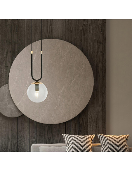 Lampa wisząca GLAM "U" - nowoczesna czarna z złotymi akcentami do eleganckich wnętrz