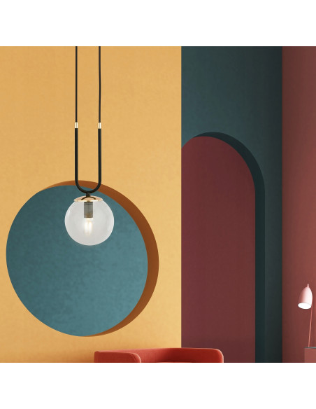 Lampa wisząca GLAM "U" - nowoczesna czarna z złotymi akcentami do eleganckich wnętrz