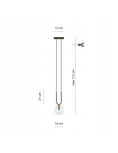 Lampa wisząca GLAM "U" - nowoczesna czarna z złotymi akcentami do eleganckich wnętrz