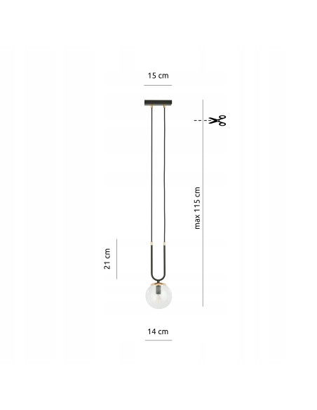 Lampa wisząca GLAM "U" - nowoczesna czarna z złotymi akcentami do eleganckich wnętrz