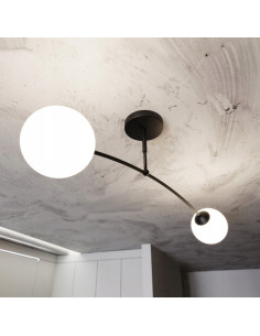 Plafon minimalistyczny PREGOS z podwójnym kloszem E14, czarny/biały, do kuchni i biura, nowoczesny design.