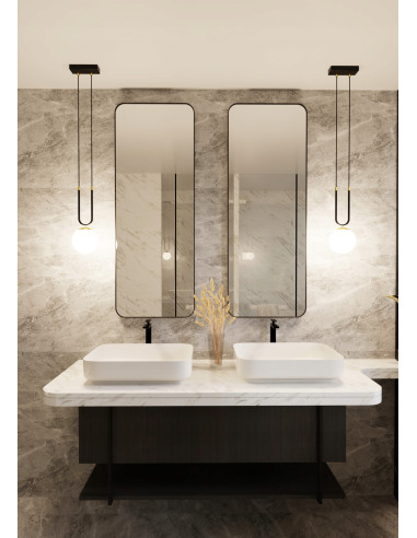 Lampa wisząca GLAM 1 – szklana kula z złotymi akcentami, elegancki dodatek do nowoczesnych wnętrz