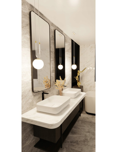 Lampa wisząca GLAM II, szklany klosz, biało-złota, nowoczesny design do salonu i innych wnętrz, wys. 115 cm, E14, 10W