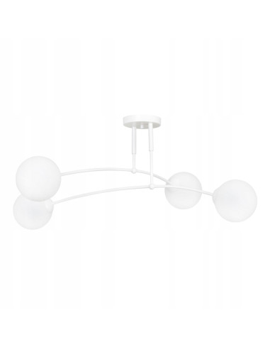 Elegancka lampa sufitowa PREGOS 4 - nowoczesny plafon z białym kloszem do biura, salonu i jadalni