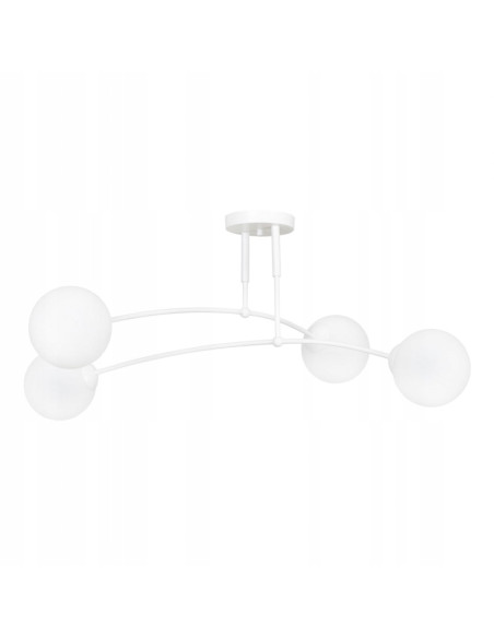 Elegancka lampa sufitowa PREGOS 4 - nowoczesny plafon z białym kloszem do biura, salonu i jadalni