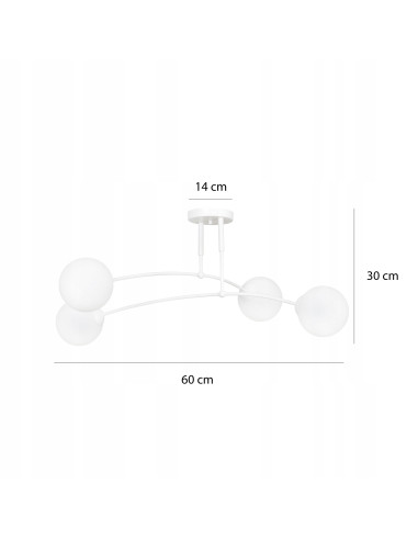 Elegancka lampa sufitowa PREGOS 4 - nowoczesny plafon z białym kloszem do biura, salonu i jadalni