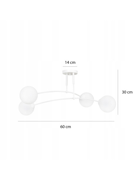 Elegancka lampa sufitowa PREGOS 4 - nowoczesny plafon z białym kloszem do biura, salonu i jadalni