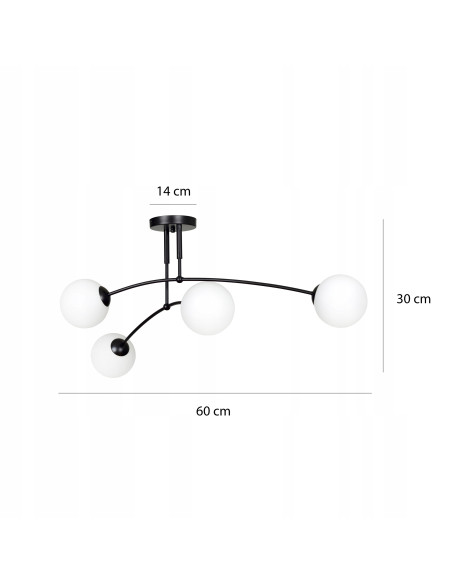 Lampa sufitowa PREGOS z krzyżowanymi ramionami i mlecznym kloszem – nowoczesna elegancja do jadalni i salonu