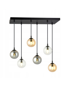 Nowoczesna lampa sufitowa COSMO, 6-punktowa, szklana i metalowa, czarna, beżowa, przezroczysta - idealna do jadalni i biura 2