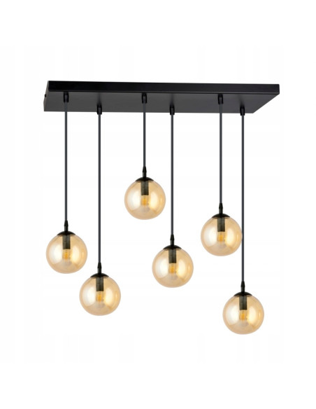 Lampa sufitowa COSMO 6 - Regulowane szklane klosze, nowoczesny design do salonu i biura, E14, czarna/beżowa/bezbarwna