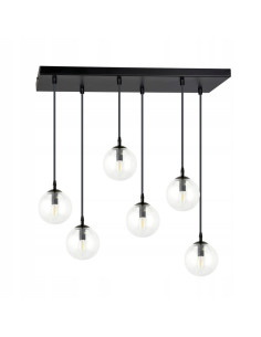 Lampa wisząca COSMO 6, elegancka z prostokątną podsufitką, szklane kule, 10W, czarna, nowoczesne oświetlenie do wnętrz 2