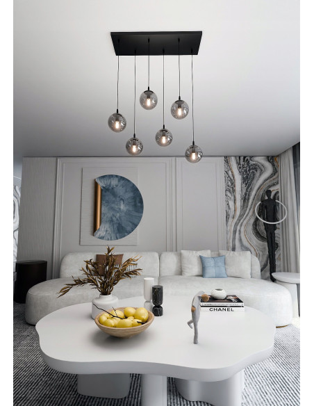 Lampa sufitowa COSMO z efektownymi kulami wodnymi – nowoczesne oświetlenie dla eleganckich wnętrz w różnych kolorach.