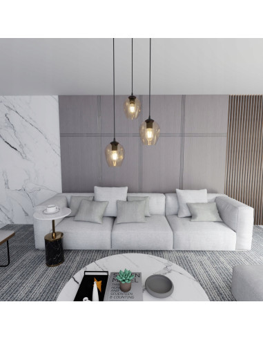 Lampa sufitowa ISTAR 3 BL z miodowym szkłem - nowoczesna elegancja do salonu i wnętrz w stylu skandynawskim.