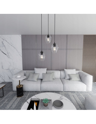 Lampa wisząca ISTAR 3 - nowoczesny design z czarnym wykończeniem i eleganckimi szklanymi kloszami do każdego wnętrza