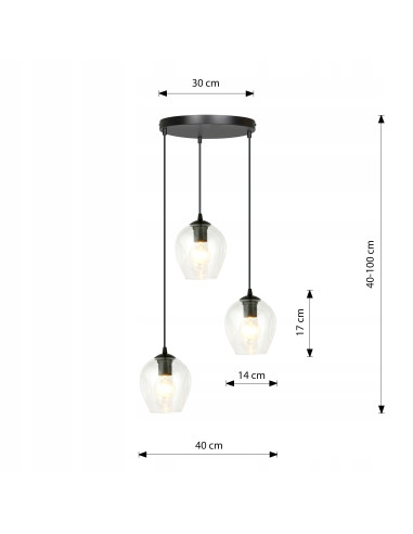 Lampa wisząca ISTAR 3 - nowoczesny design z czarnym wykończeniem i eleganckimi szklanymi kloszami do każdego wnętrza