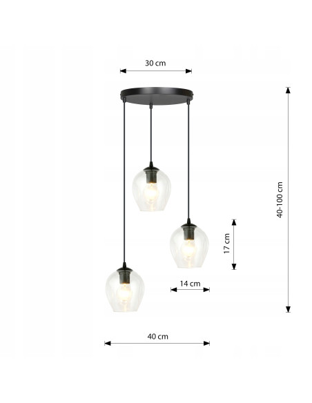 Lampa wisząca ISTAR 3 - nowoczesny design z czarnym wykończeniem i eleganckimi szklanymi kloszami do każdego wnętrza