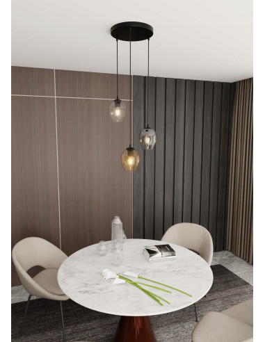 Lampa sufitowa ISTAR 3 BL - nowoczesna oprawa oświetleniowa z wielokolorowymi kloszami, minimalistyczna, 3-punktowa.