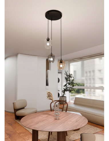 Lampa sufitowa ISTAR 3 BL - nowoczesna oprawa oświetleniowa z wielokolorowymi kloszami, minimalistyczna, 3-punktowa.