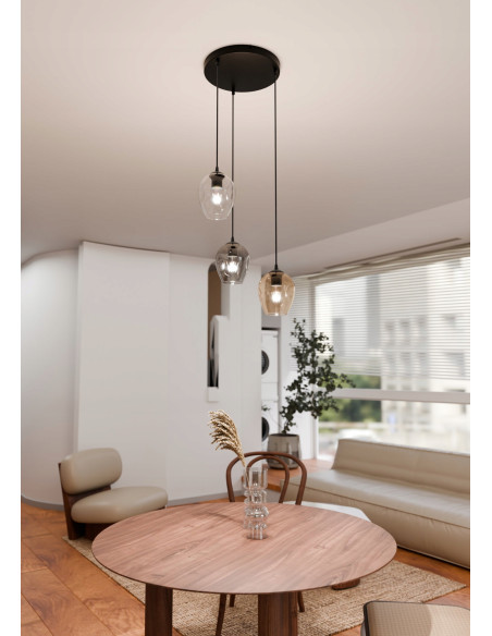 Lampa sufitowa ISTAR 3 BL - nowoczesna oprawa oświetleniowa z wielokolorowymi kloszami, minimalistyczna, 3-punktowa.