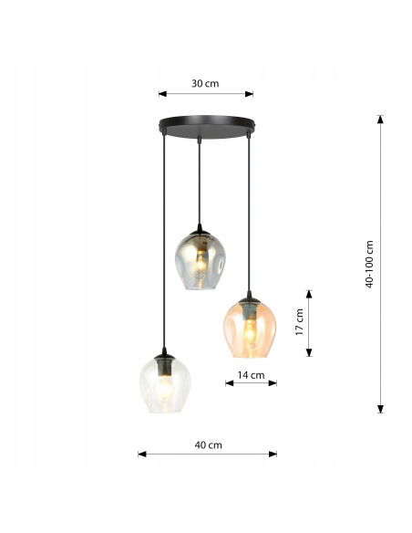 Lampa sufitowa ISTAR 3 BL - nowoczesna oprawa oświetleniowa z wielokolorowymi kloszami, minimalistyczna, 3-punktowa.