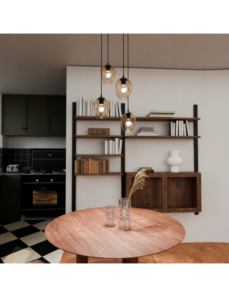 Lampa wisząca ISTAR 4 z beżowymi kloszami - nowoczesne oświetlenie do eleganckich przestrzeni minimalistycznych.