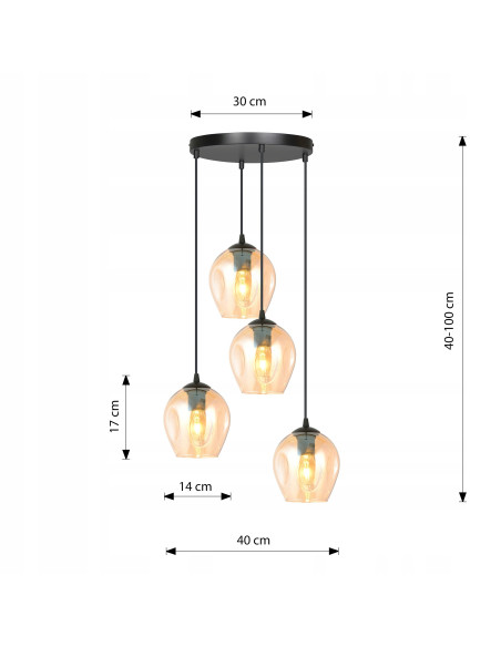 Lampa wisząca ISTAR 4 z beżowymi kloszami - nowoczesne oświetlenie do eleganckich przestrzeni minimalistycznych.