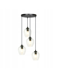 Lampa sufitowa ISTAR 4 BL PREMIUM - przezroczysta, minimalistyczna, czarna rama, elegancka do jadalni i biura.
