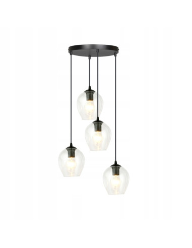 Lampa sufitowa ISTAR 4 BL PREMIUM - przezroczysta, minimalistyczna, czarna rama, elegancka do jadalni i biura.