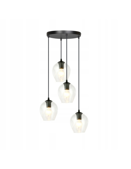 Lampa sufitowa ISTAR 4 BL PREMIUM - przezroczysta, minimalistyczna, czarna rama, elegancka do jadalni i biura.
