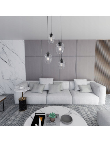 Lampa sufitowa ISTAR 4 BL PREMIUM - przezroczysta, minimalistyczna, czarna rama, elegancka do jadalni i biura.