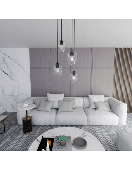 Lampa sufitowa ISTAR 4 BL PREMIUM - przezroczysta, minimalistyczna, czarna rama, elegancka do jadalni i biura.