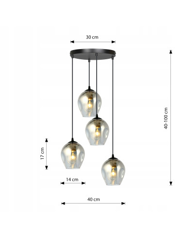 Lampa sufitowa ISTAR 4 BL PREMIUM - przezroczysta, minimalistyczna, czarna rama, elegancka do jadalni i biura.