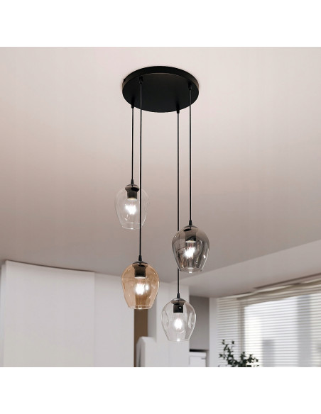 Lampa wisząca ISTAR 4 BL MIX - elegancka, wielokolorowa lampa do wysokich wnętrz, idealna do nowoczesnych aranżacji.