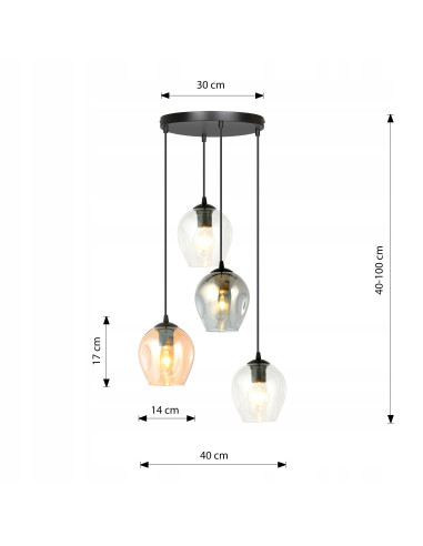 Lampa wisząca ISTAR 4 BL MIX - elegancka, wielokolorowa lampa do wysokich wnętrz, idealna do nowoczesnych aranżacji.