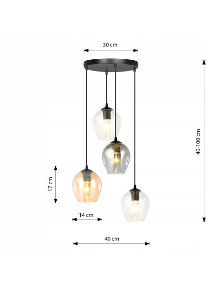 Lampa wisząca ISTAR 4 BL MIX - elegancka, wielokolorowa lampa do wysokich wnętrz, idealna do nowoczesnych aranżacji.